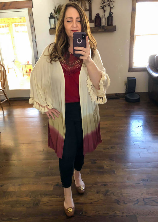 Mulit Color Ombre Kimono with Tassel Detail - Infinity Lace Boutique