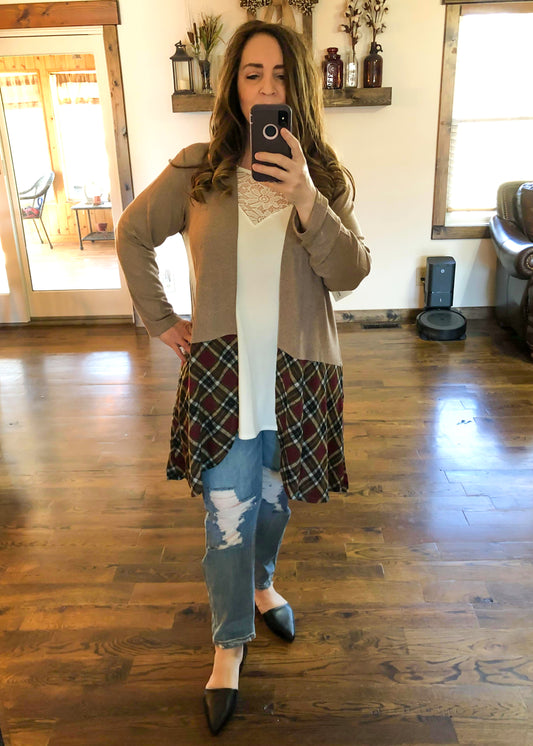 Multi Color Plaid Long Sleeve Cardigan - Infinity Lace Boutique