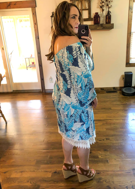 Vacation Vibes Tropical Lace Hem Dress - Infinity Lace Boutique