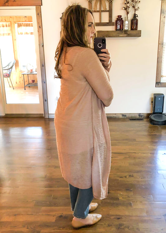 Classic Long Knit Mocha Cardigan Duster - Infinity Lace Boutique