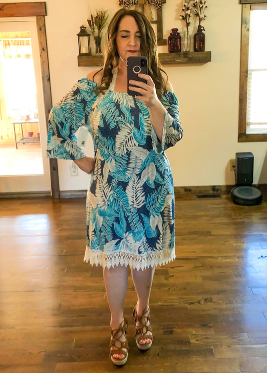 Vacation Vibes Tropical Lace Hem Dress - Infinity Lace Boutique