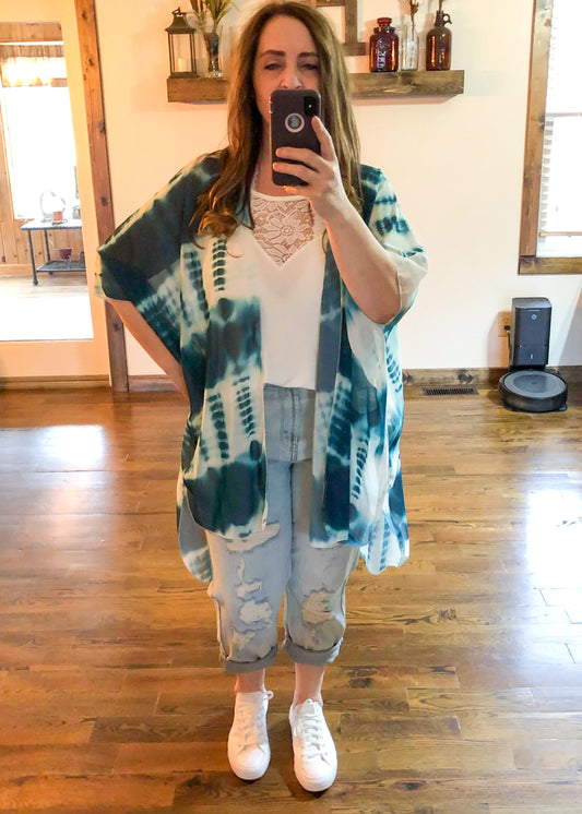 Tie Dye Kimono - Green - Infinity Lace Boutique