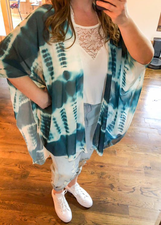 Tie Dye Kimono - Green - Infinity Lace Boutique