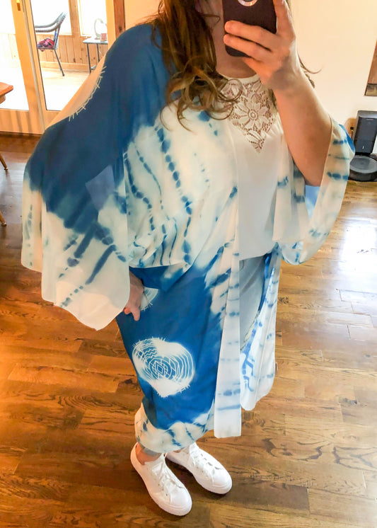 Tie Dye Kimono - Blue - Infinity Lace Boutique