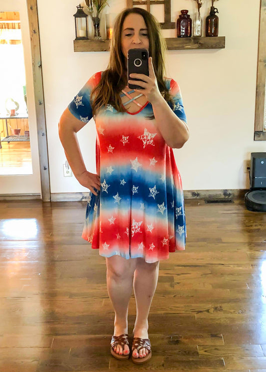 Americana Stars And Stripes Dress with Pockets - Infinity Lace Boutique