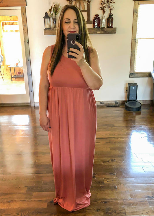 Sleeveless Maxi Dress - Ash Rose - Infinity Lace Boutique