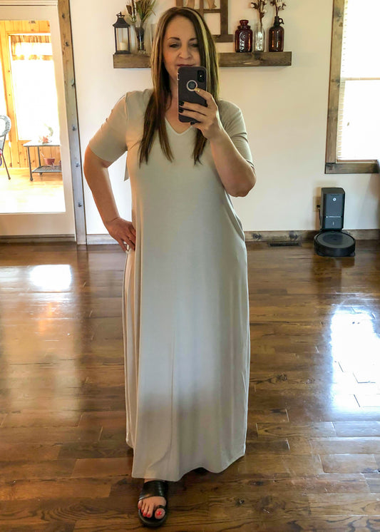 Premium Perfect Maxi Dress - Grey - Infinity Lace Boutique