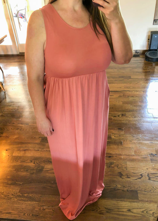 Sleeveless Maxi Dress - Ash Rose - Infinity Lace Boutique