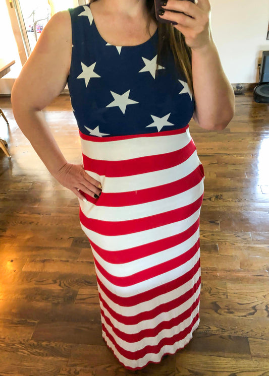 American Flag Maxi Dress - Infinity Lace Boutique