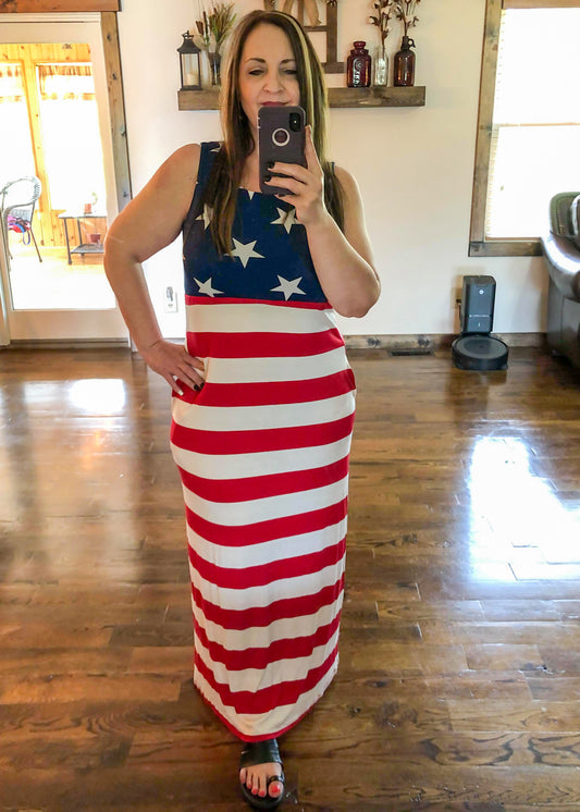 American Flag Maxi Dress - Infinity Lace Boutique