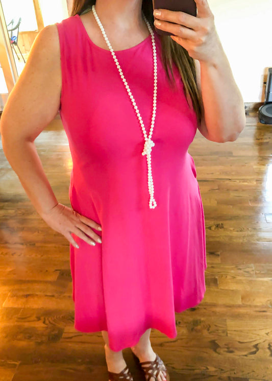 Sleeveless Dress with Pockets - Hot Pink - Infinity Lace Boutique