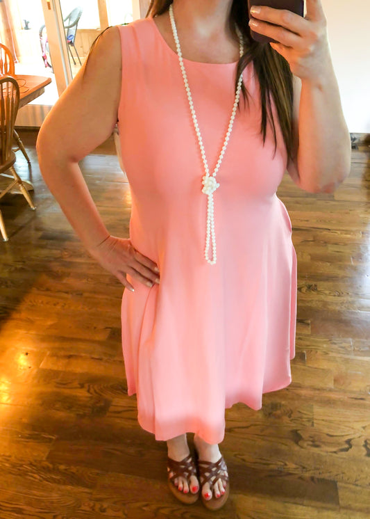 Sleeveless Dress with Pockets - Rose Pink - Infinity Lace Boutique