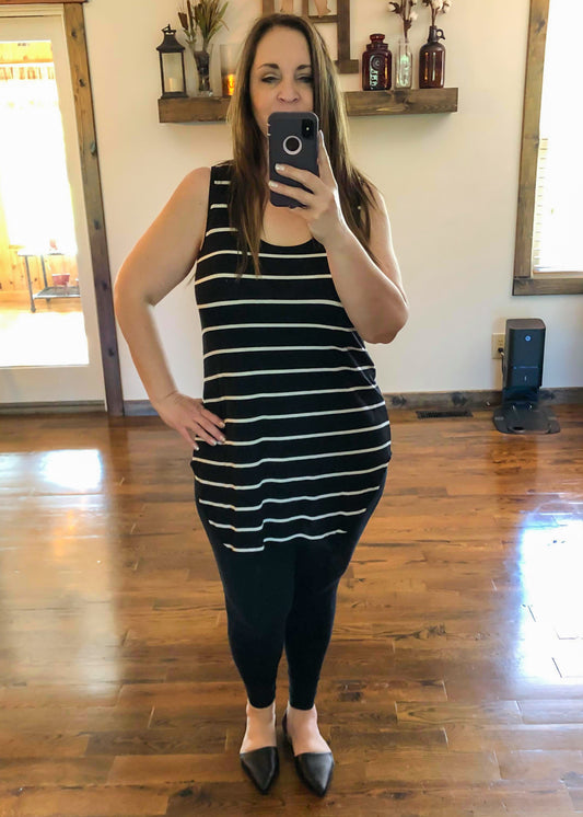 Striped Tank Top - Black - Infinity Lace Boutique