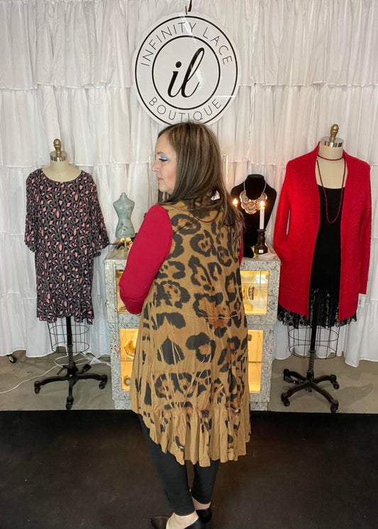 Sleeveless Leopard Cardigan Vest