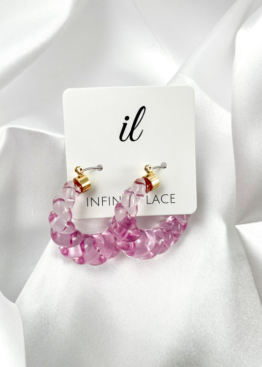 Lavender Twisted Hoop Earrings