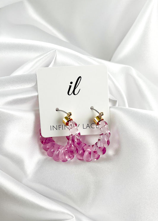 Lavender Twisted Hoop Earrings