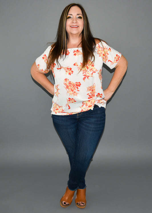Off The Shoulder Floral Print Top
