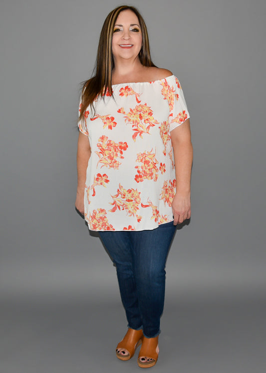 Off The Shoulder Floral Print Top