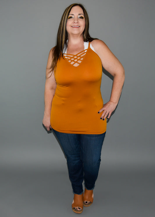 Desert Seamless Lattice Front Cami Tank Top