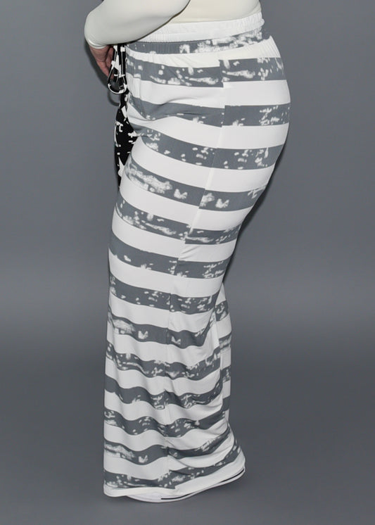 American Flag Drawstring Wide Leg Pants