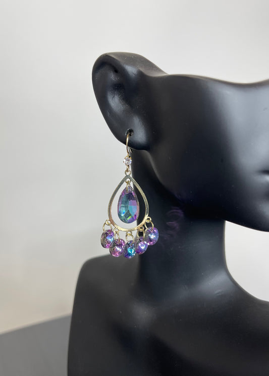 Purple Drop Crystal Earrings