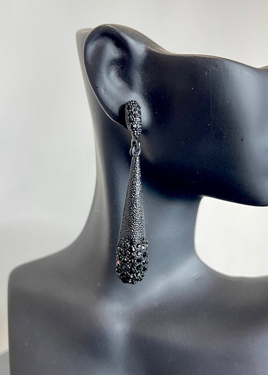 Black Crystal Drop Earrings