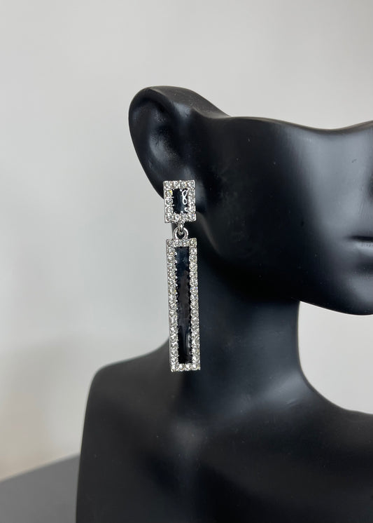 Black Rhinestone Drop Earrings